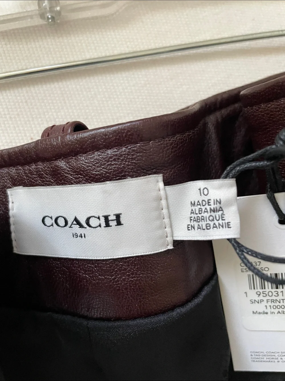 Coach Dark Brown Leather Skirt with Gold-Tone Hardware